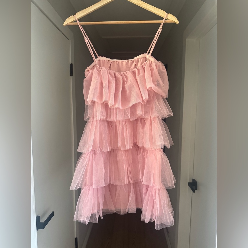 More To Come Millie Pink Ruffle Tulle Tiered Dress Sz XS Revolve NWT - Picture 6 of 9
